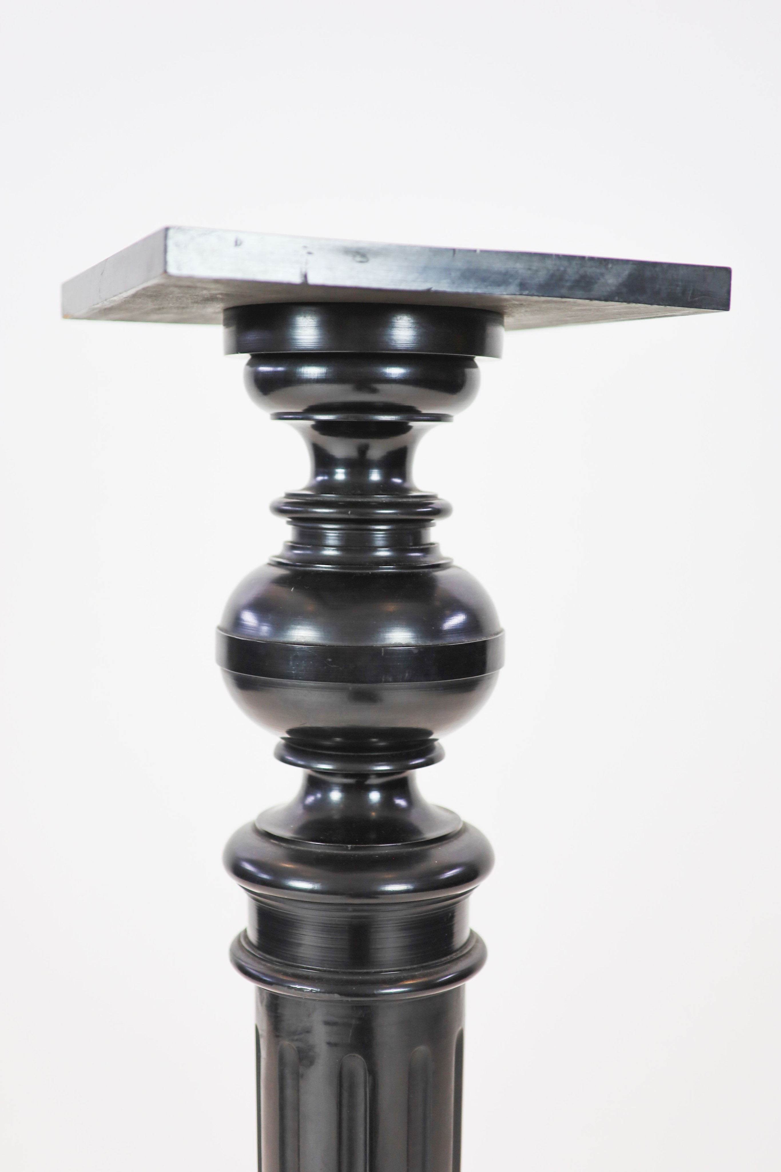 A Victorian ebonised pedestal, height 109cm